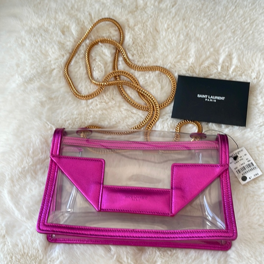 Pink metallic Saint Laurent PVC purse
